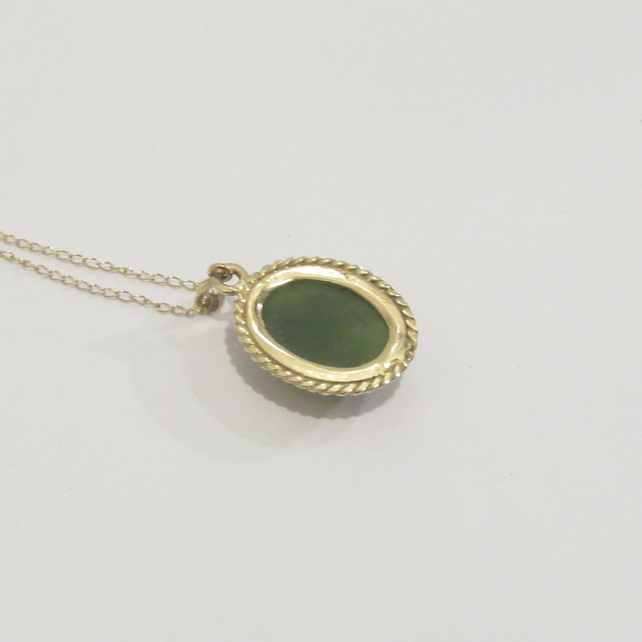 14K Gold and Jade Pendant Necklace