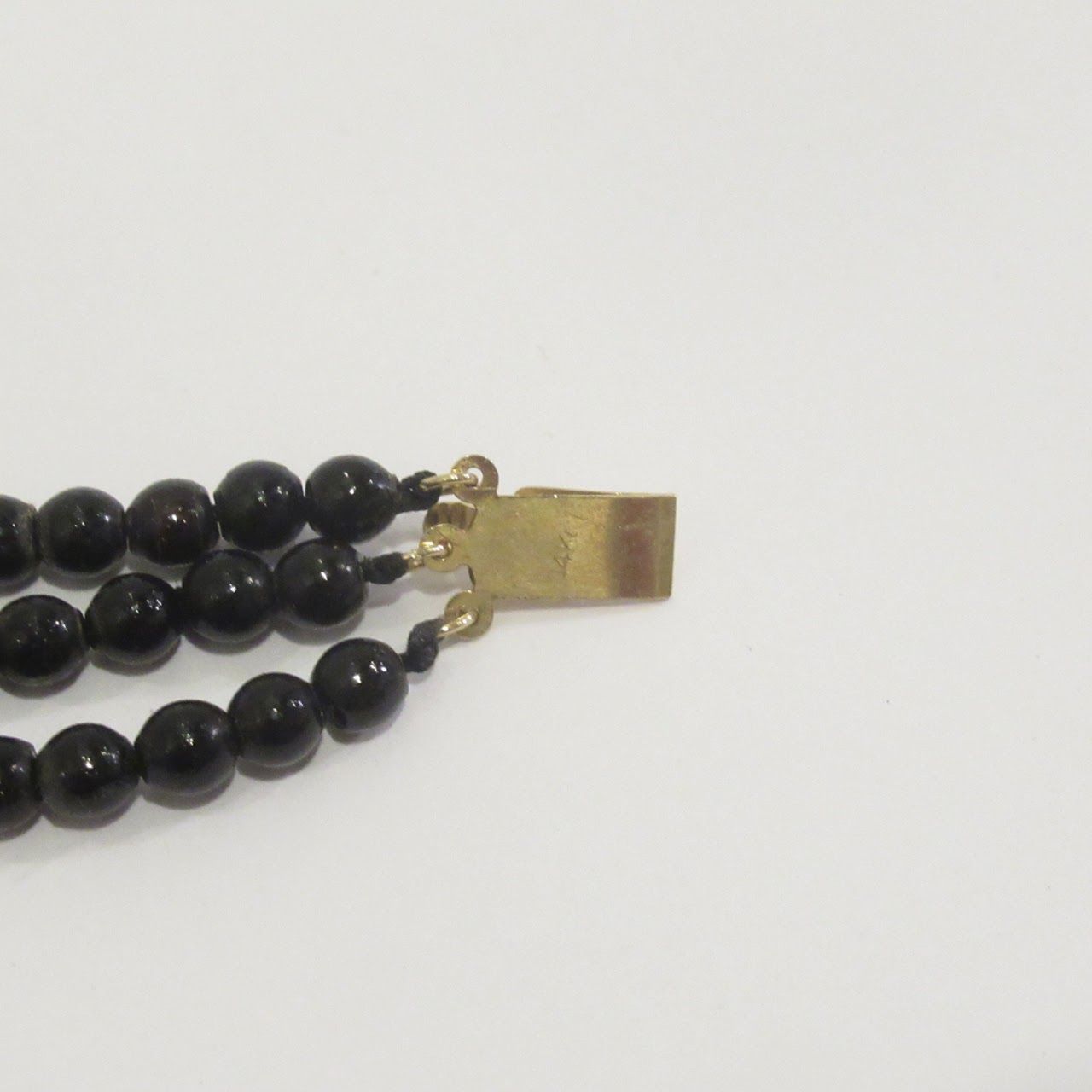 14K Gold and Black Enamel Bead Necklace