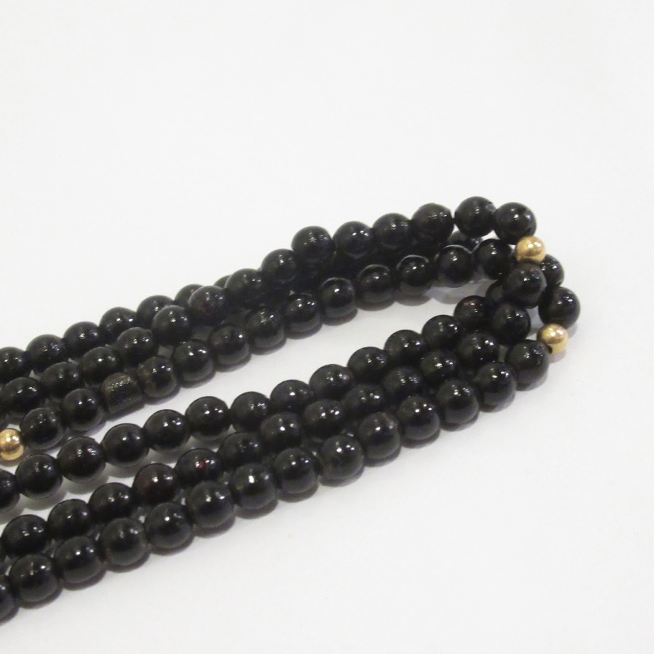 14K Gold and Black Enamel Bead Necklace