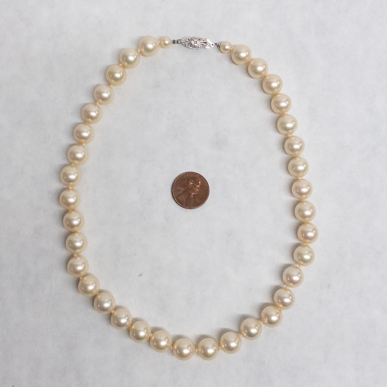 14K Gold and Faux Pearl Necklace