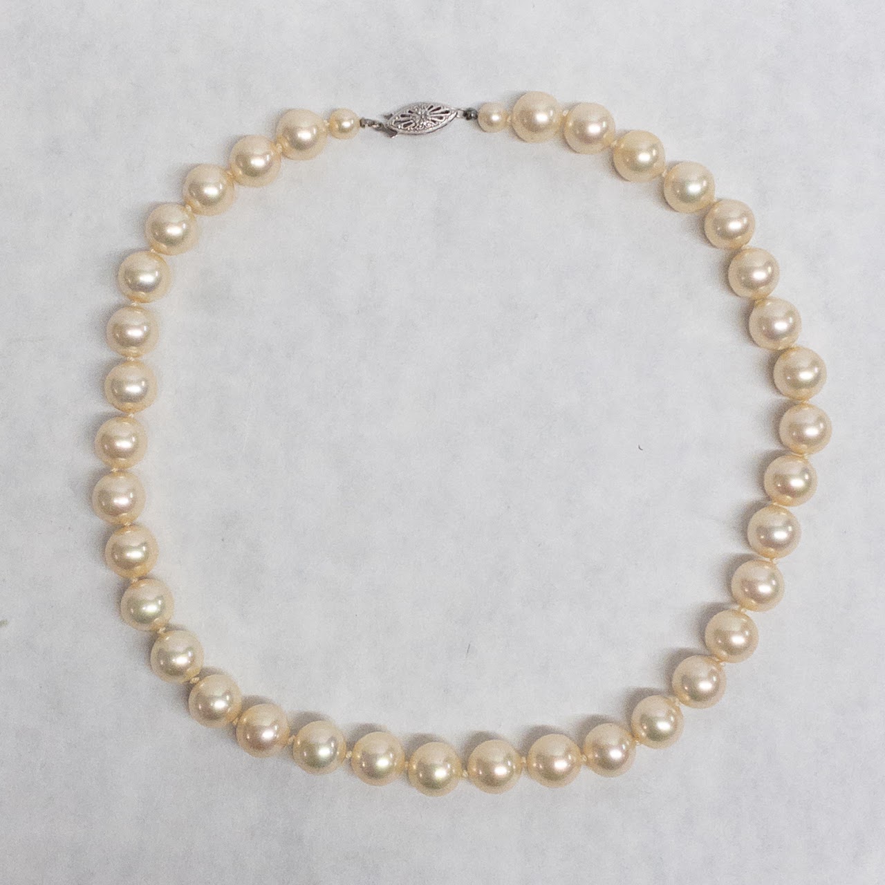 14K Gold and Faux Pearl Necklace