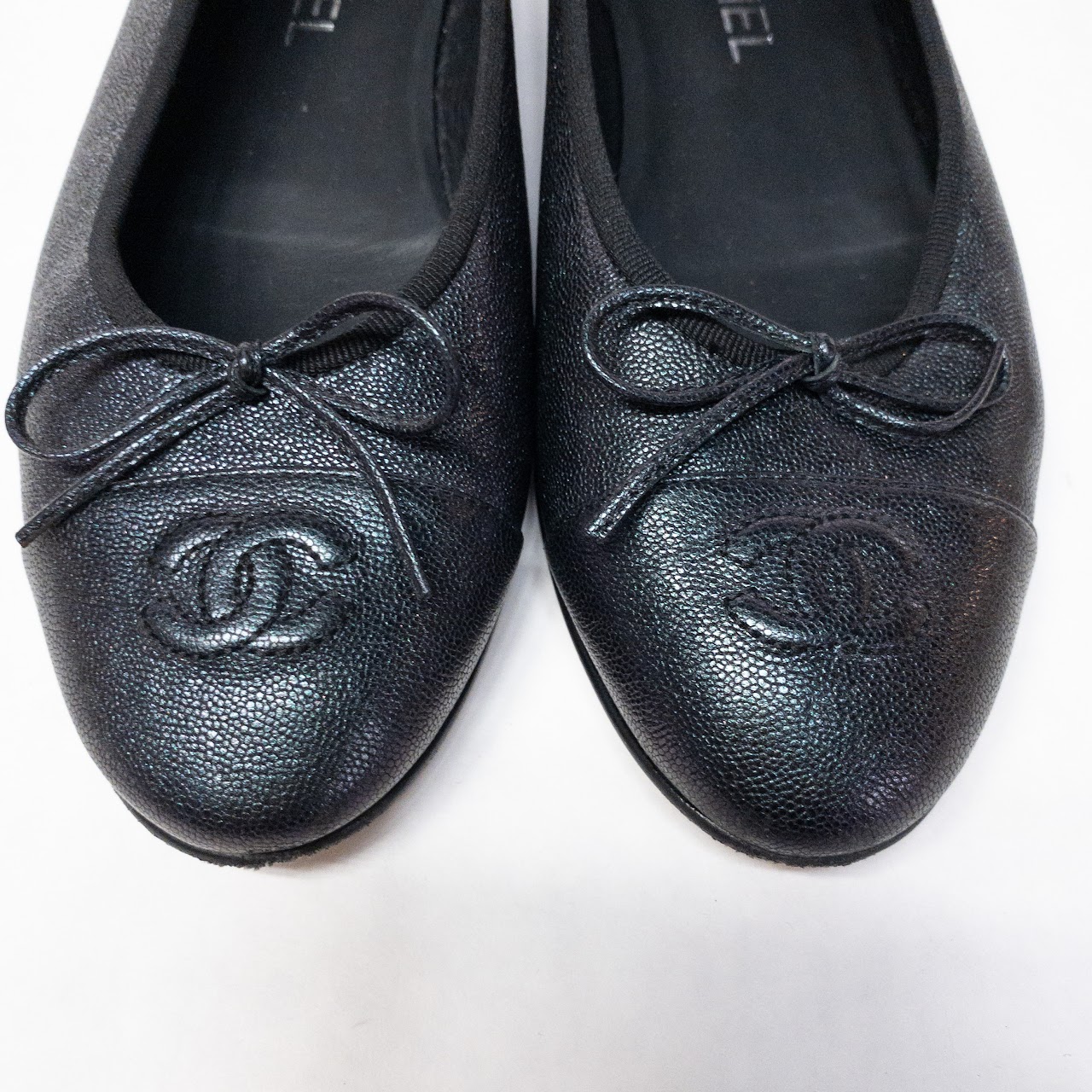 Chanel Metallic Cap-Toe Flats