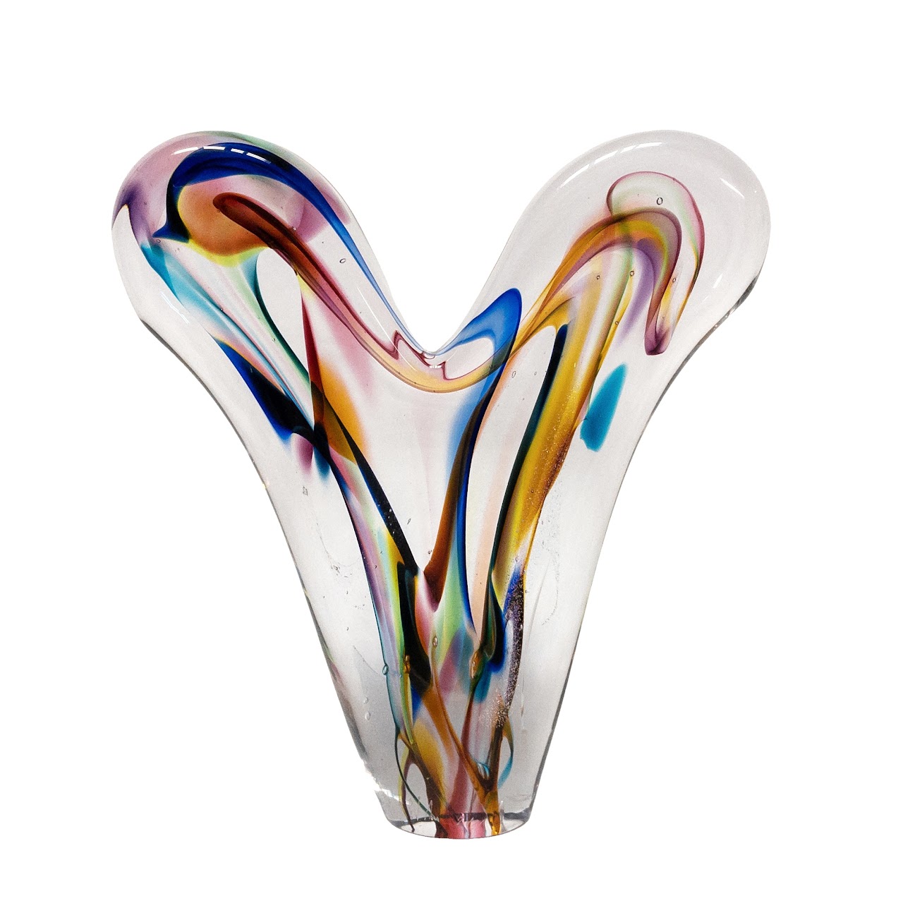 Heart Shaped Art Glass Sculpture