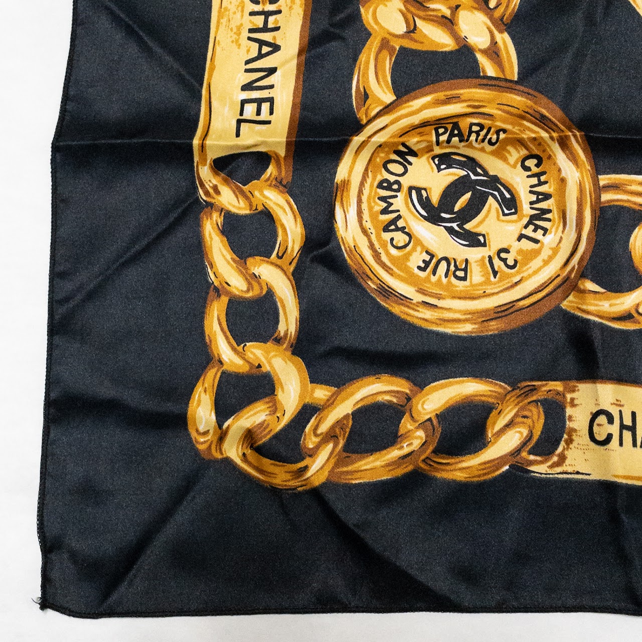 Chanel Classic 80's Printed Chain Silk Scarf