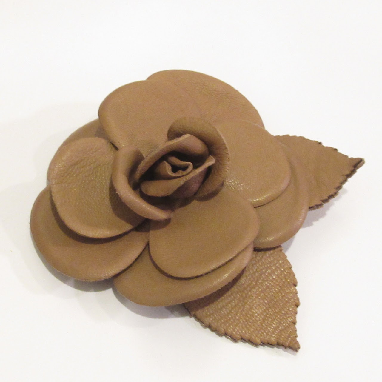 Chanel Leather Camellia Brooch