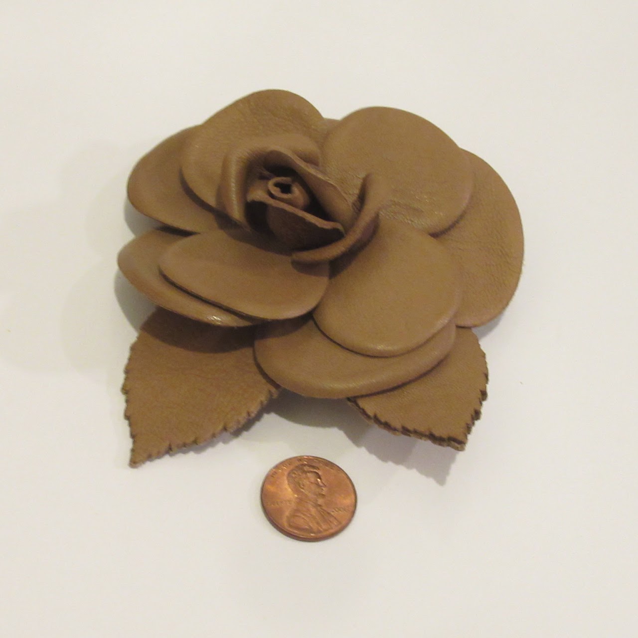 Chanel Leather Camellia Brooch