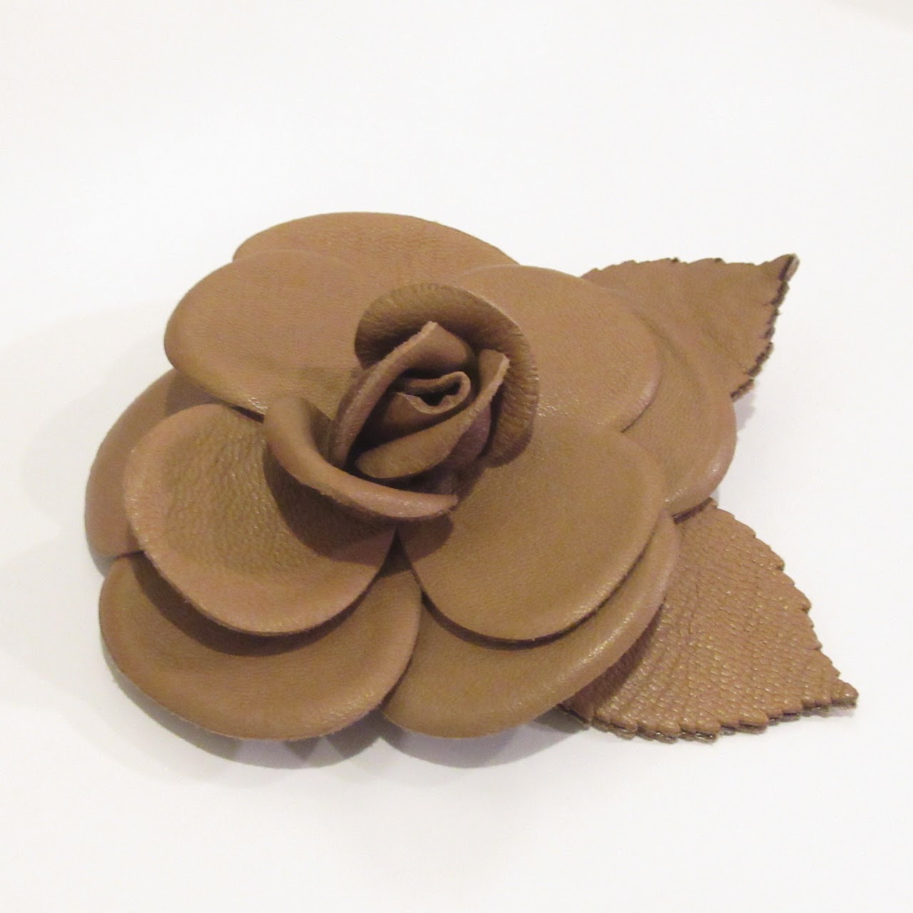 Chanel Leather Camellia Brooch