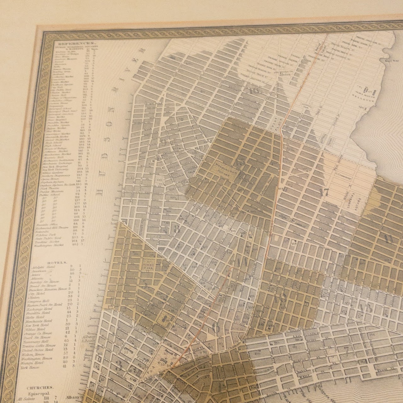 Antique Map of Lower Manhattan C. 1850