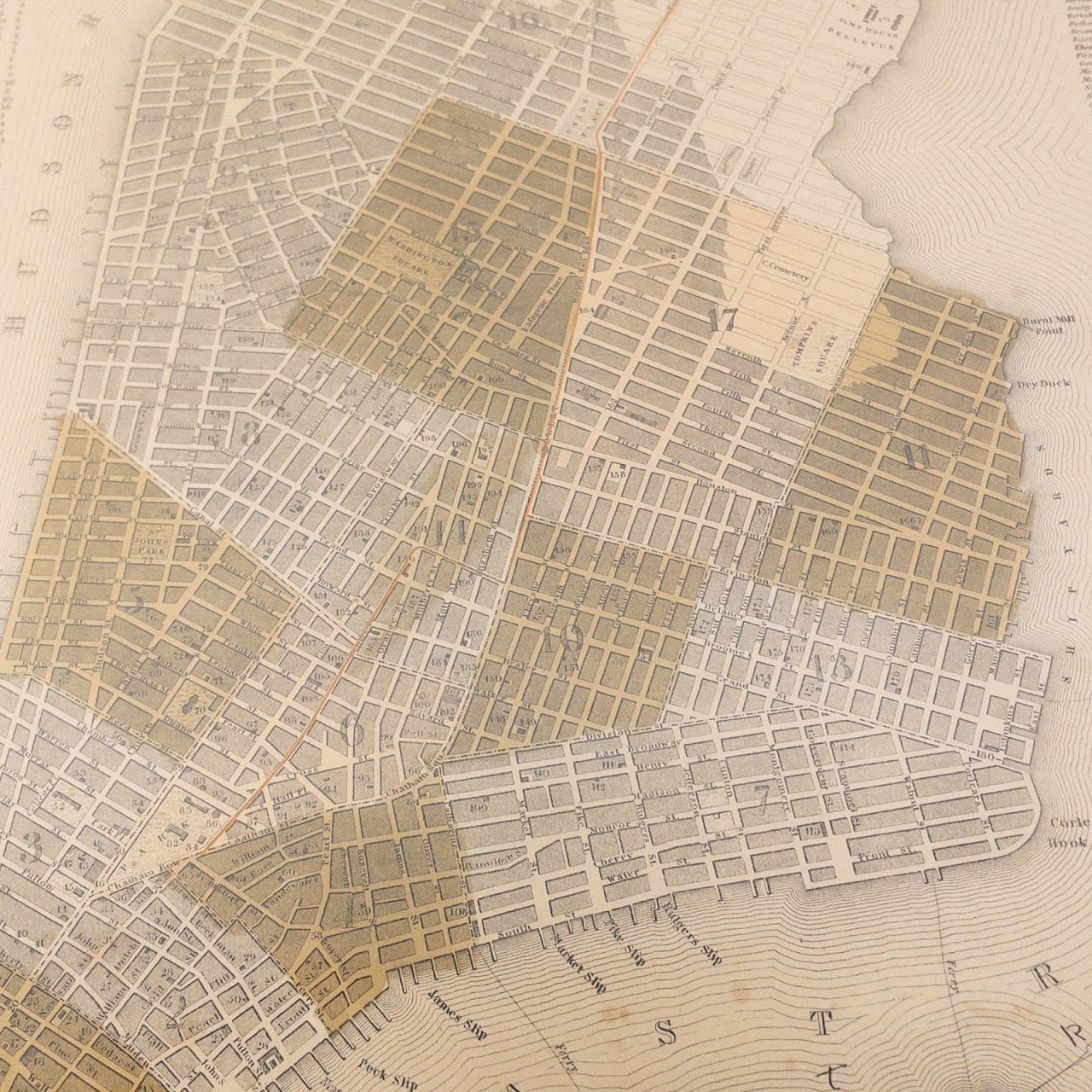 Antique Map of Lower Manhattan C. 1850