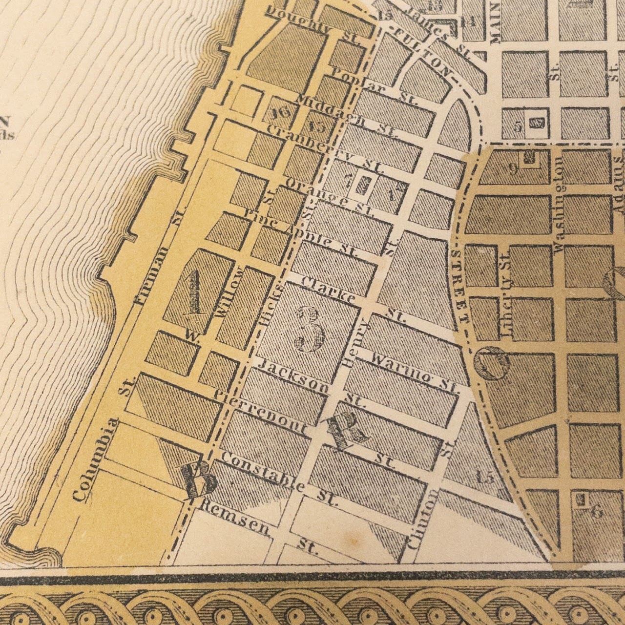 Antique Map of Lower Manhattan C. 1850