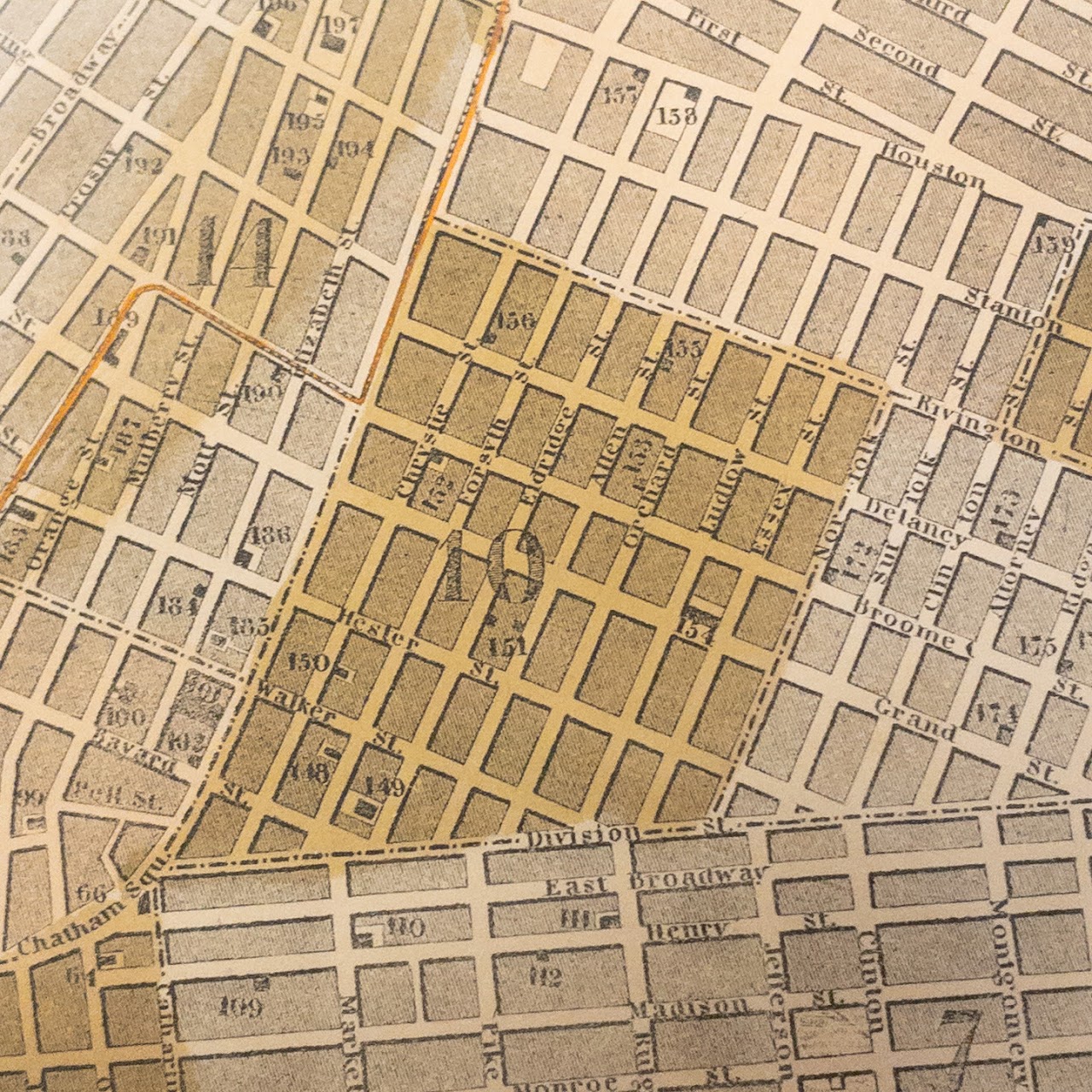 Antique Map of Lower Manhattan C. 1850