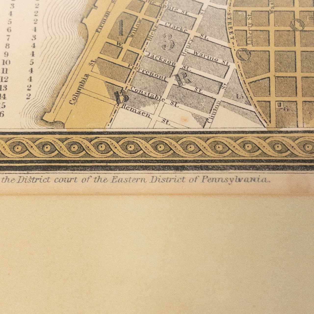 Antique Map of Lower Manhattan C. 1850