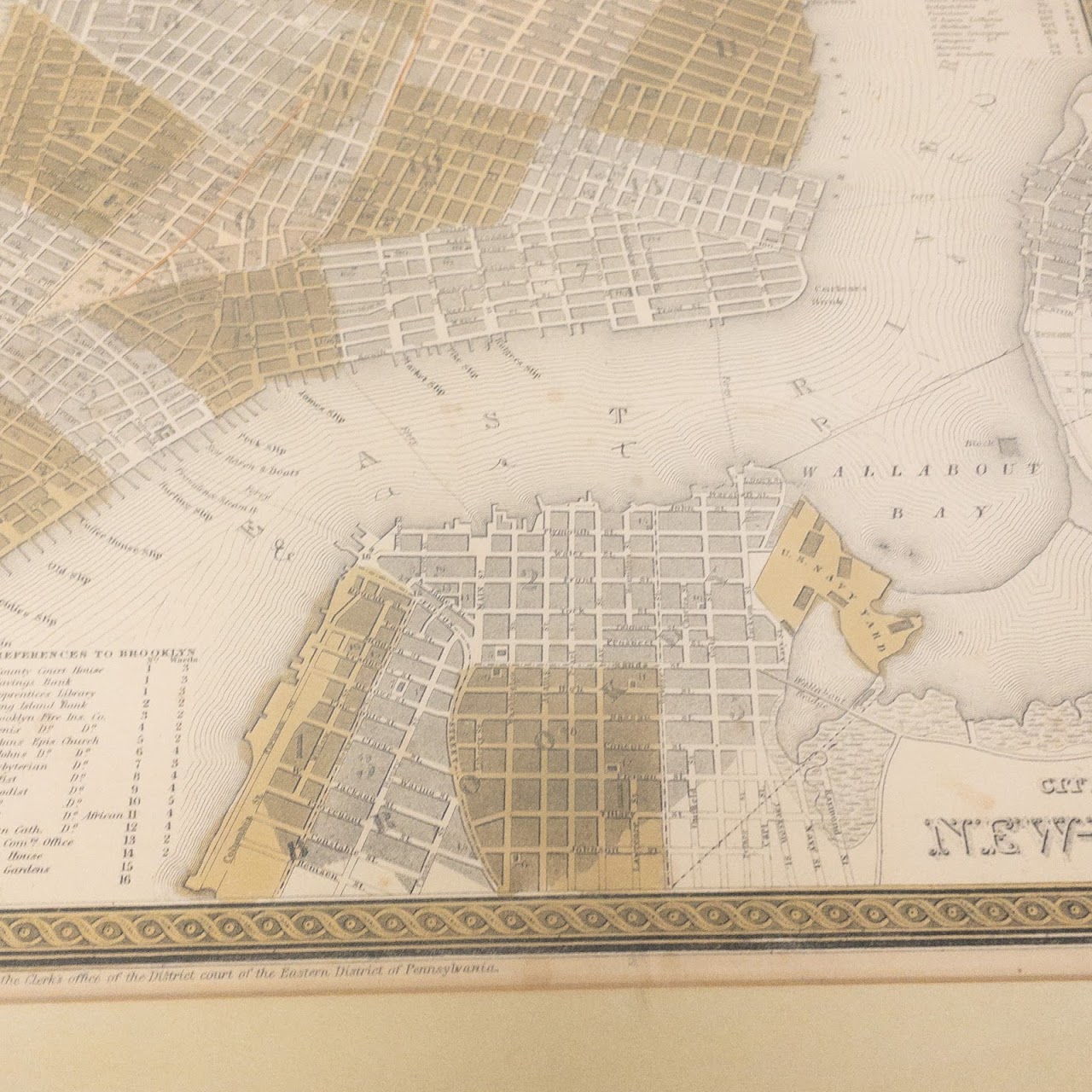 Antique Map of Lower Manhattan C. 1850