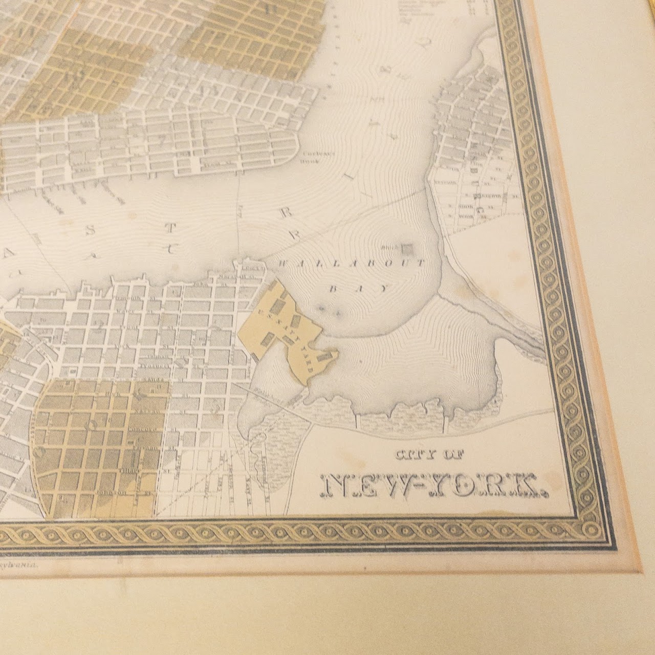 Antique Map of Lower Manhattan C. 1850