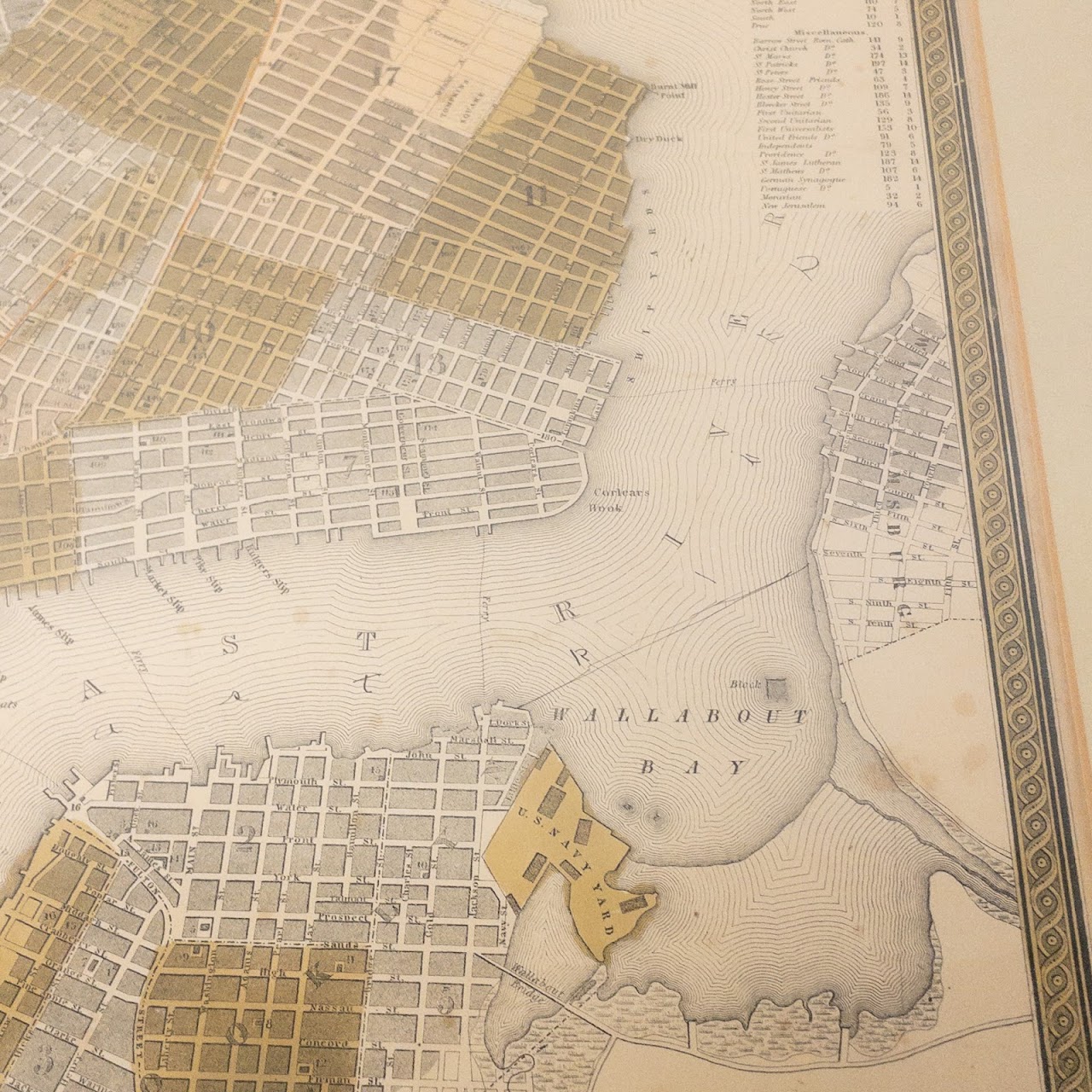 Antique Map of Lower Manhattan C. 1850