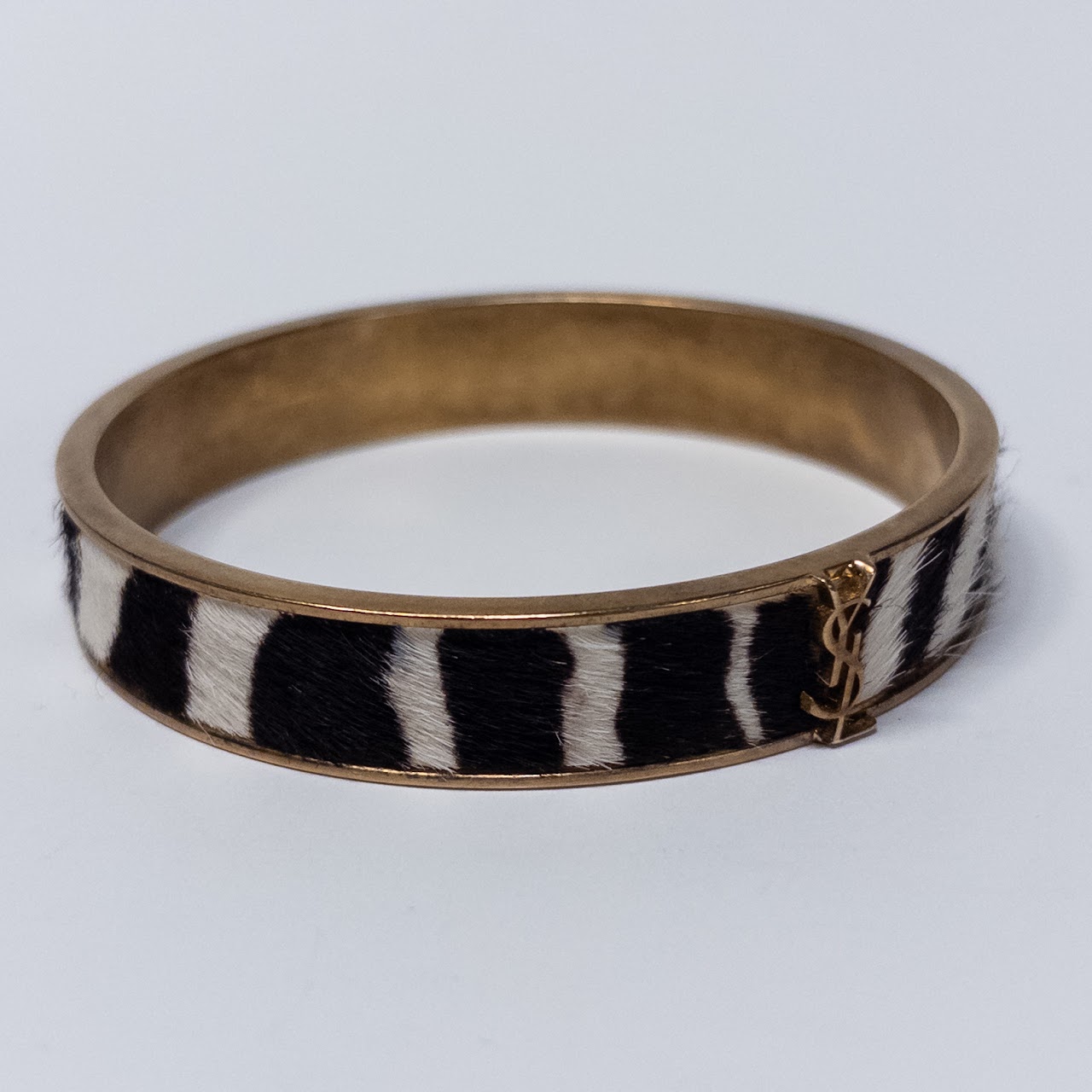 YSL Saint Laurent Faux Zebra Pony Hair Bangle Bracelet