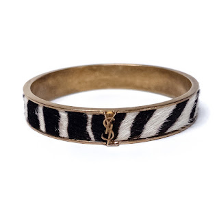 YSL Saint Laurent Faux Zebra Pony Hair Bangle Bracelet