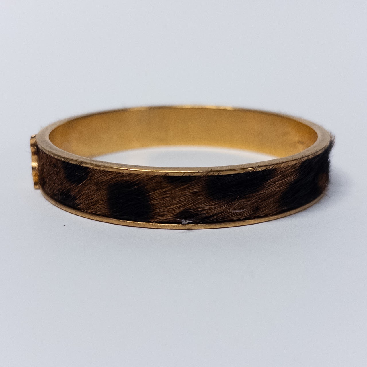 YSL Saint Laurent Faux Leopard Pony Hair Bangle Bracelet