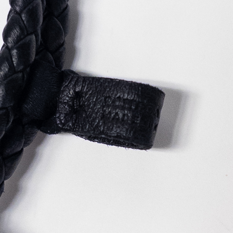 Bottega Veneta Intrecciato Woven Leather Bracelet in Black