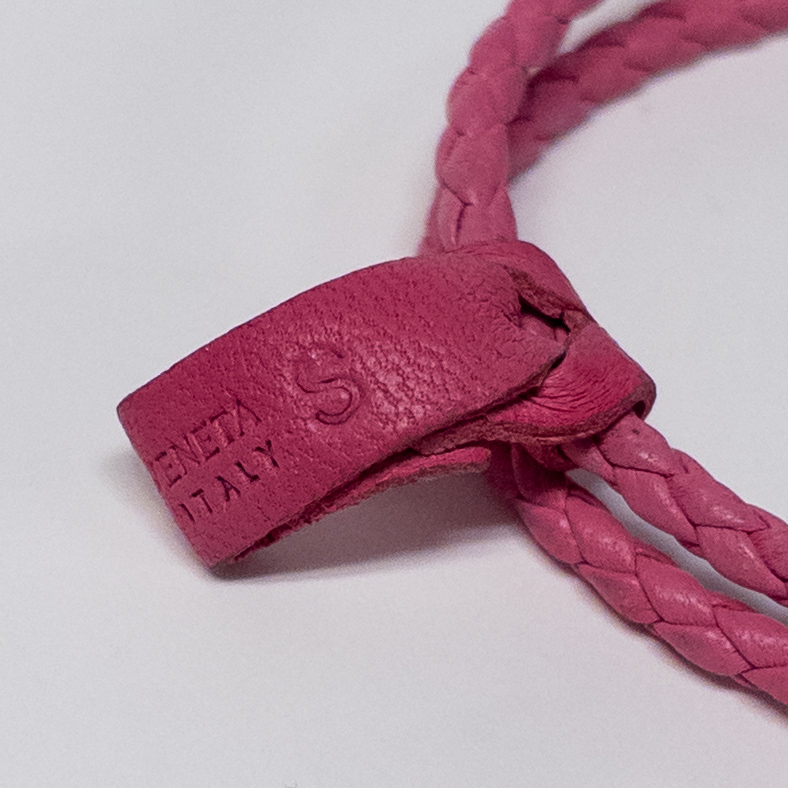 Bottega Veneta Intrecciato Woven Leather Narrow Bracelet in Pink