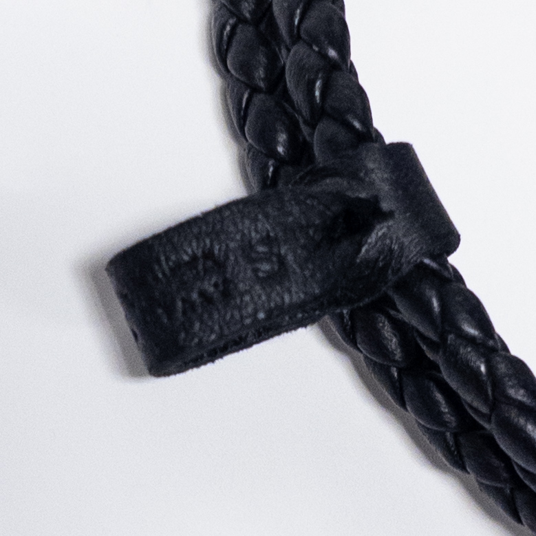 Bottega Veneta Intrecciato Woven Leather Bracelet in Black