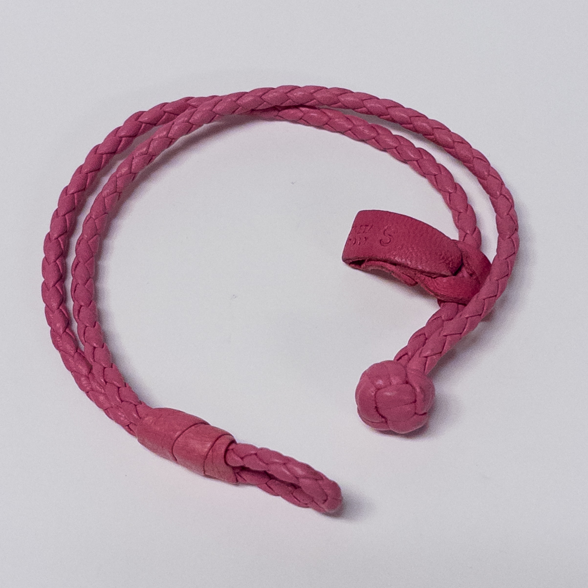 Bottega Veneta Intrecciato Woven Leather Narrow Bracelet in Pink