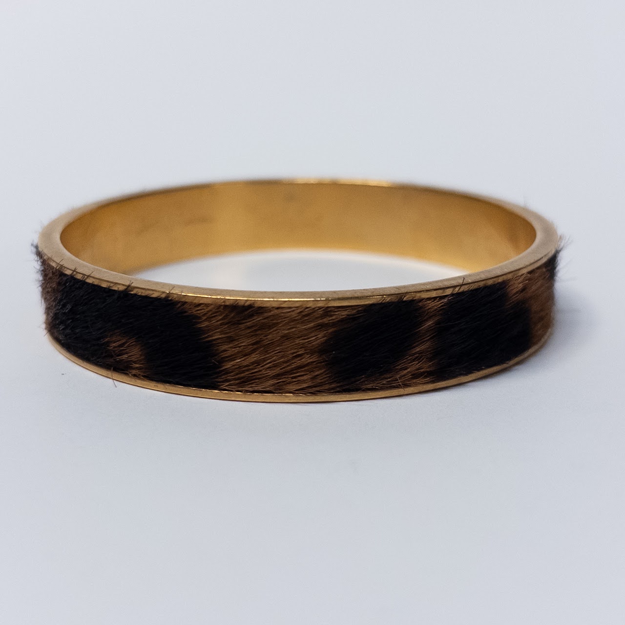 YSL Saint Laurent Faux Leopard Pony Hair Bangle Bracelet