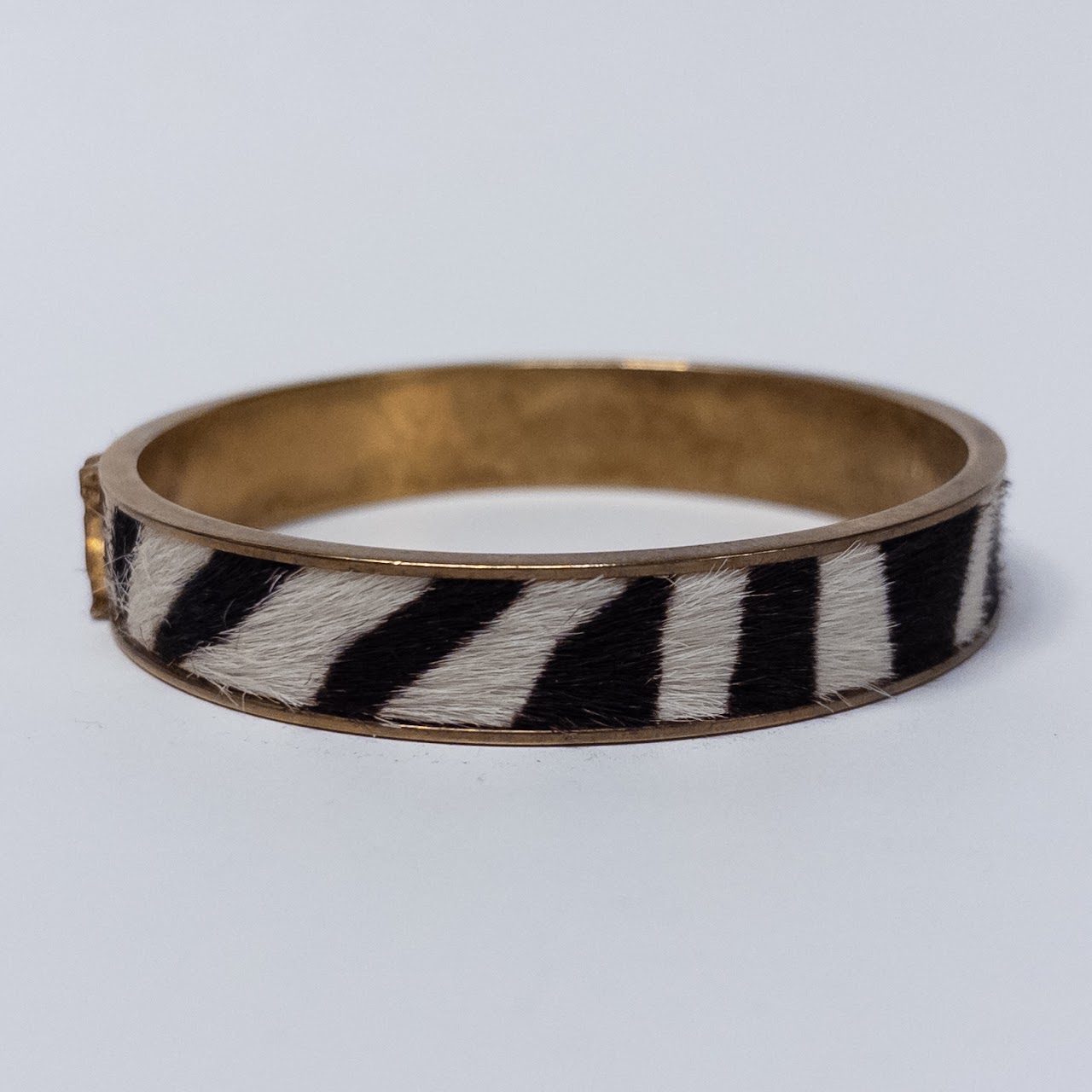 YSL Saint Laurent Faux Zebra Pony Hair Bangle Bracelet