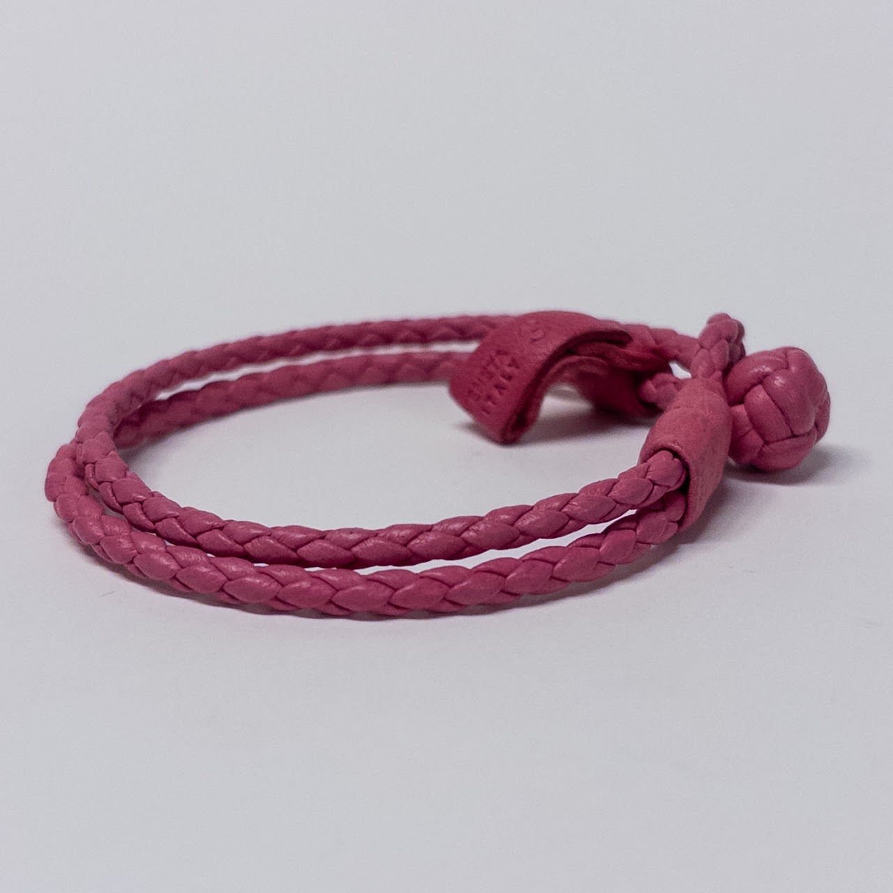 Bottega Veneta Intrecciato Woven Leather Narrow Bracelet in Pink