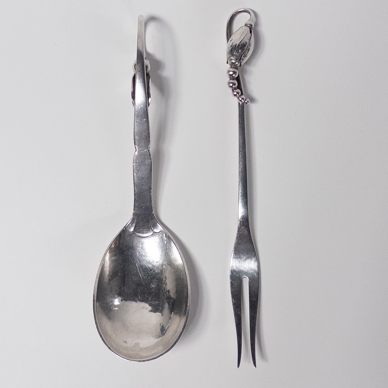 Georg Jensen Sterling Silver Cocktail Fork and Sugar Spoon Duo