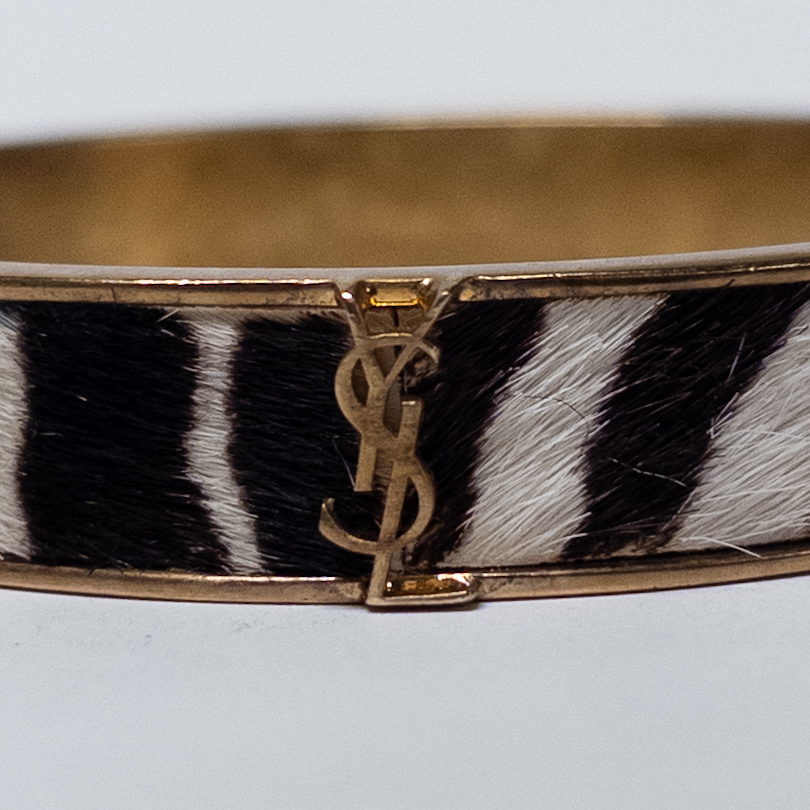 YSL Saint Laurent Faux Zebra Pony Hair Bangle Bracelet