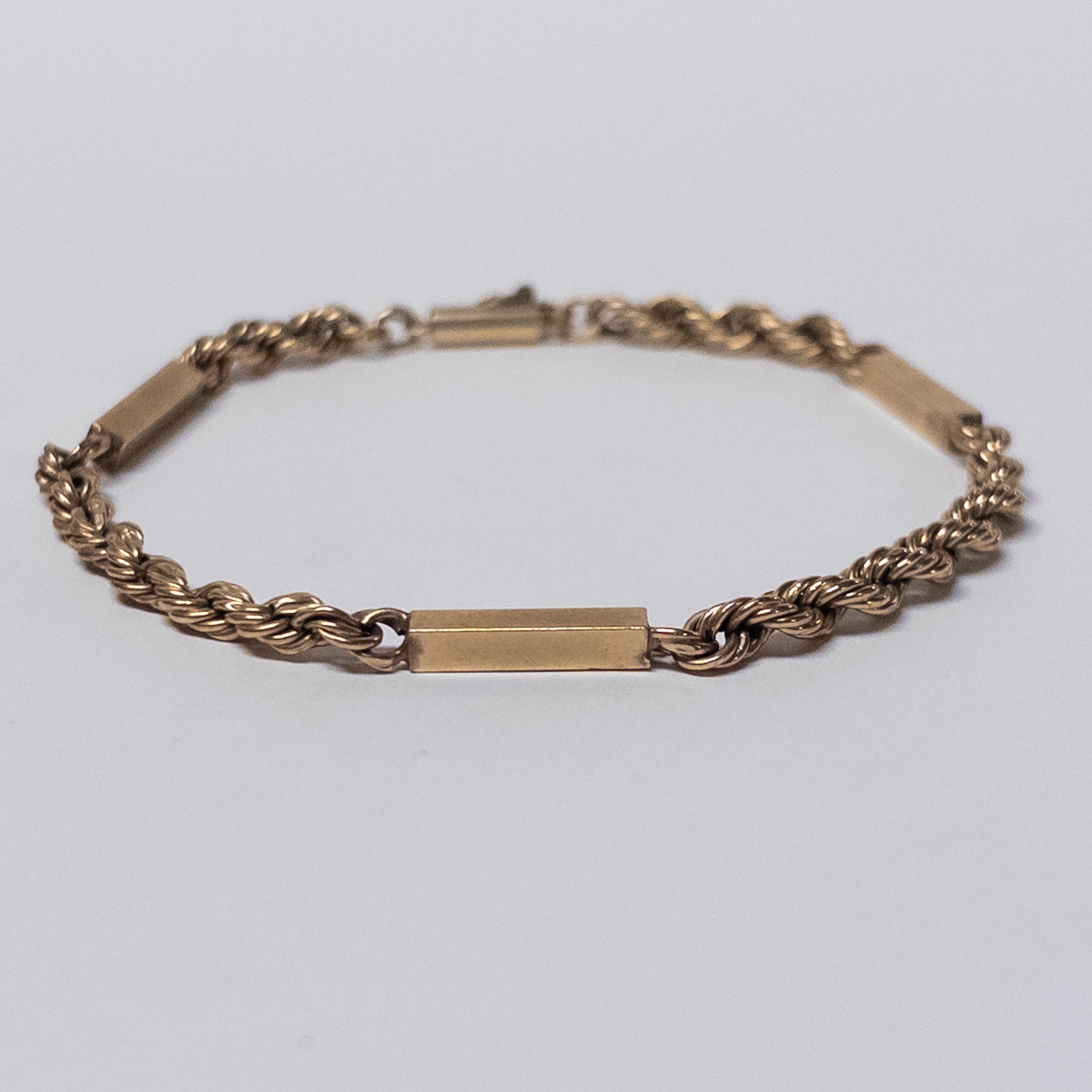 14K Gold Twist and Bar Station Bracelet