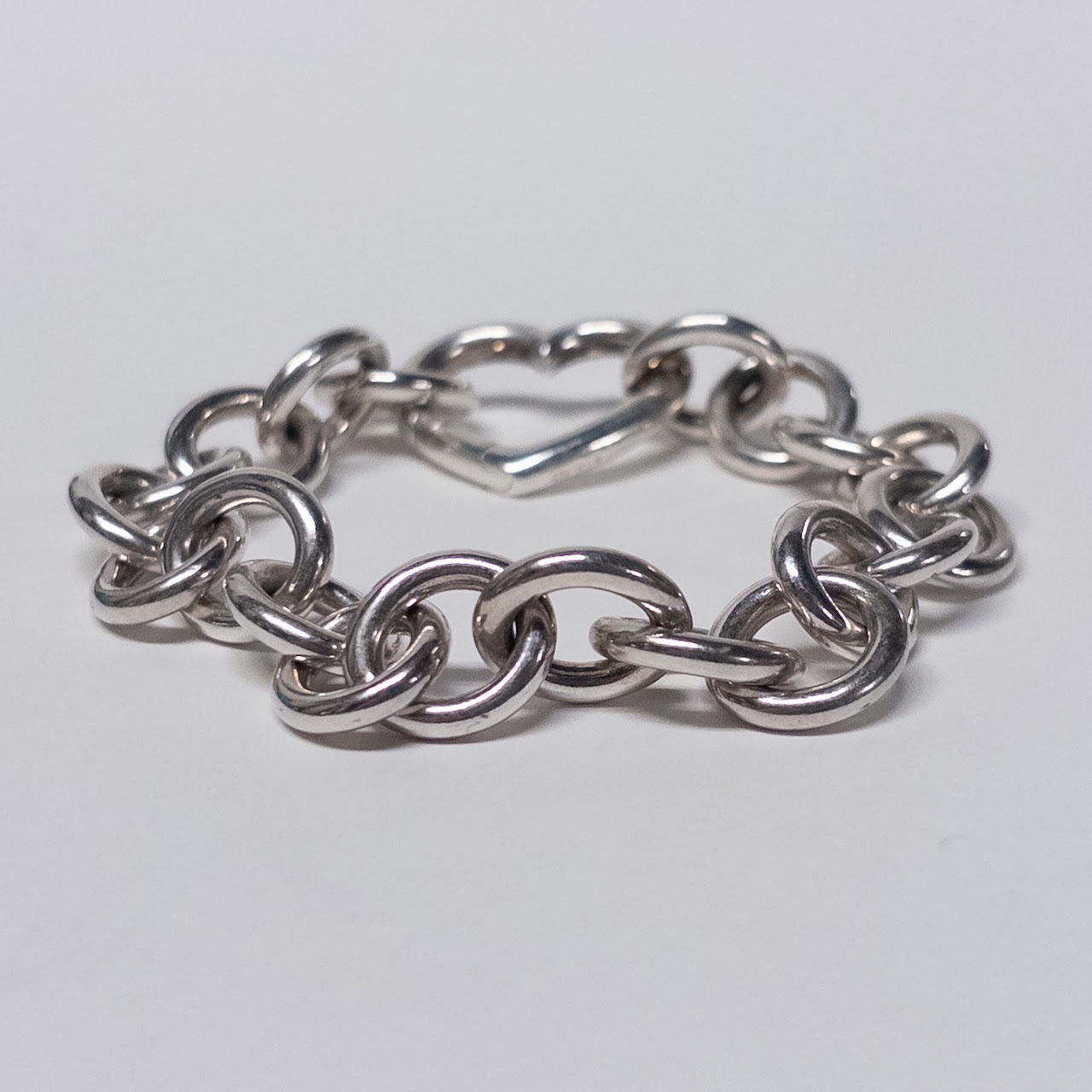 Tiffany & Co. Sterling Silver Open Heart Link Bracelet