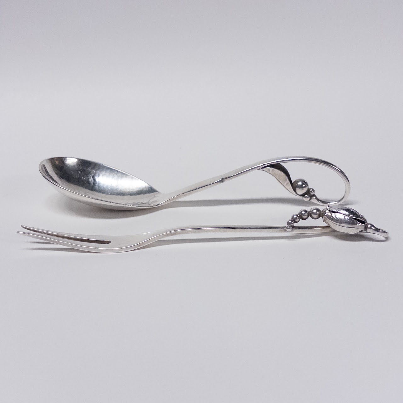 Georg Jensen Sterling Silver Cocktail Fork and Sugar Spoon Duo