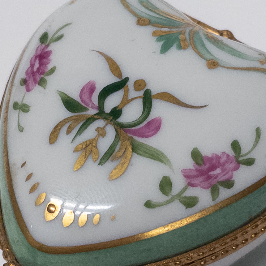 Limoges Hand-Painted Porcelain Heart Trinket Box