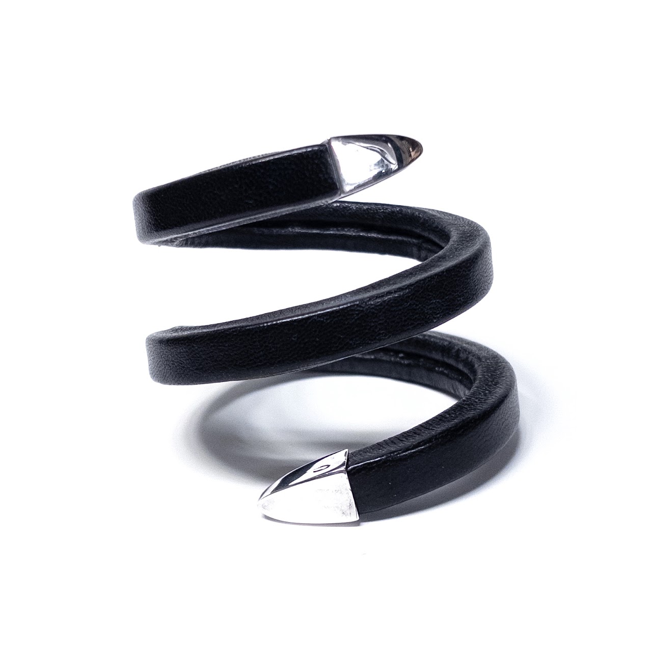 Bottega Veneta Leather and Sterling Silver Wrap Bracelet