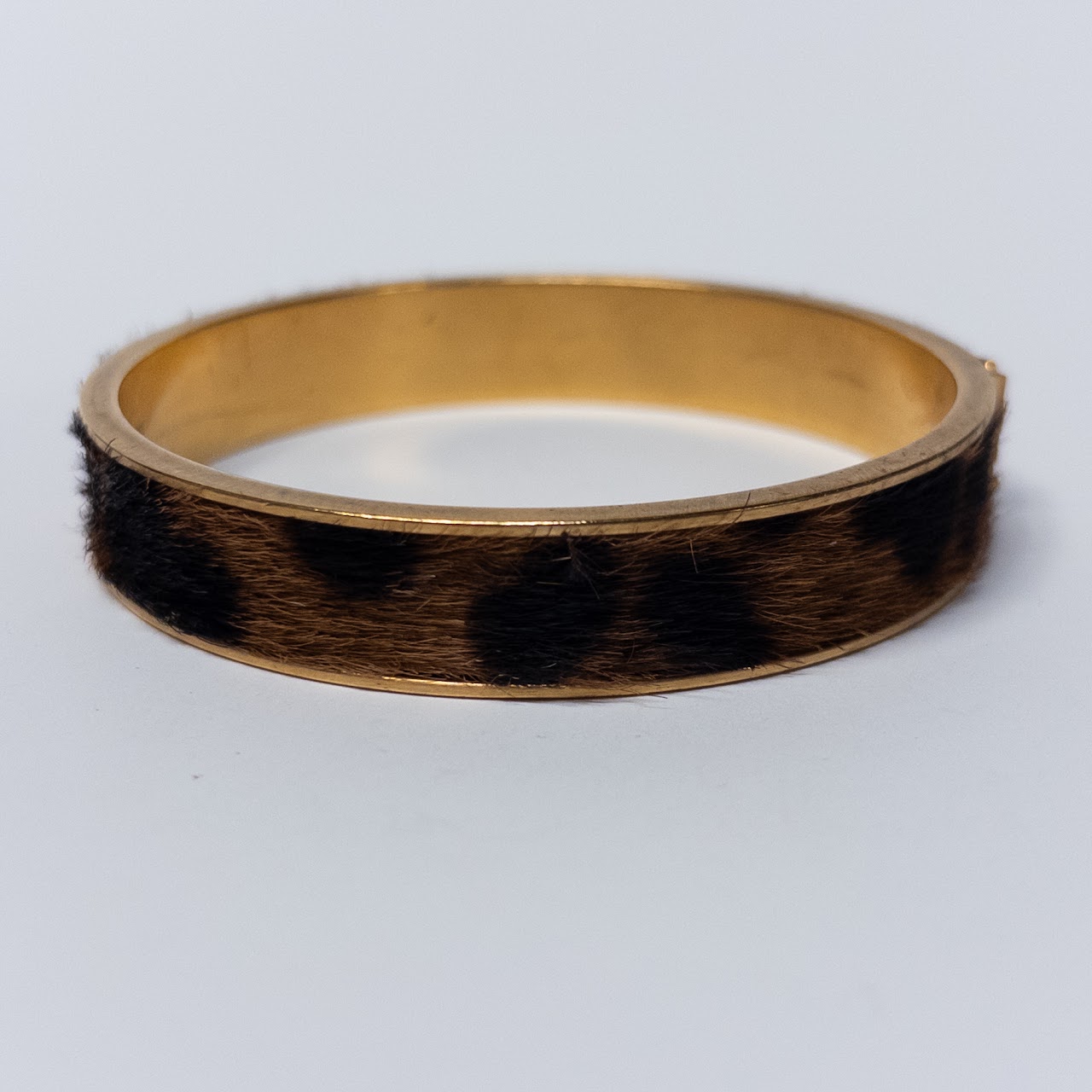 YSL Saint Laurent Faux Leopard Pony Hair Bangle Bracelet