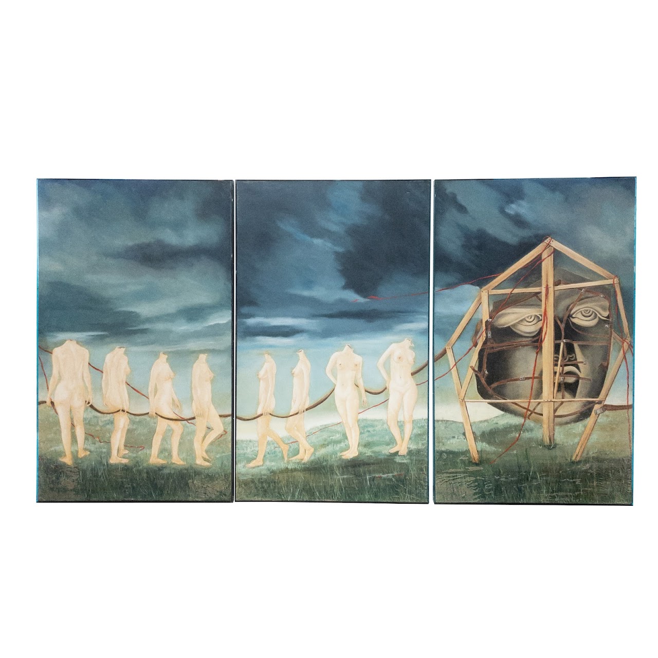 Leza Lidow Signed Largescale Triptych Painting