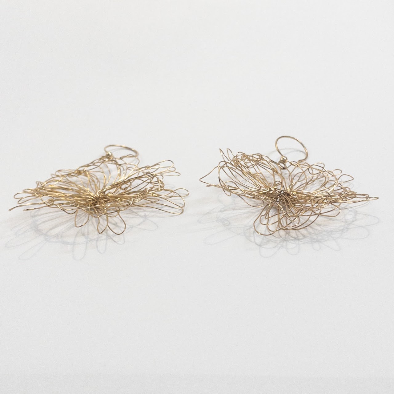 14K Gold Abstract Flower Wire Earrings