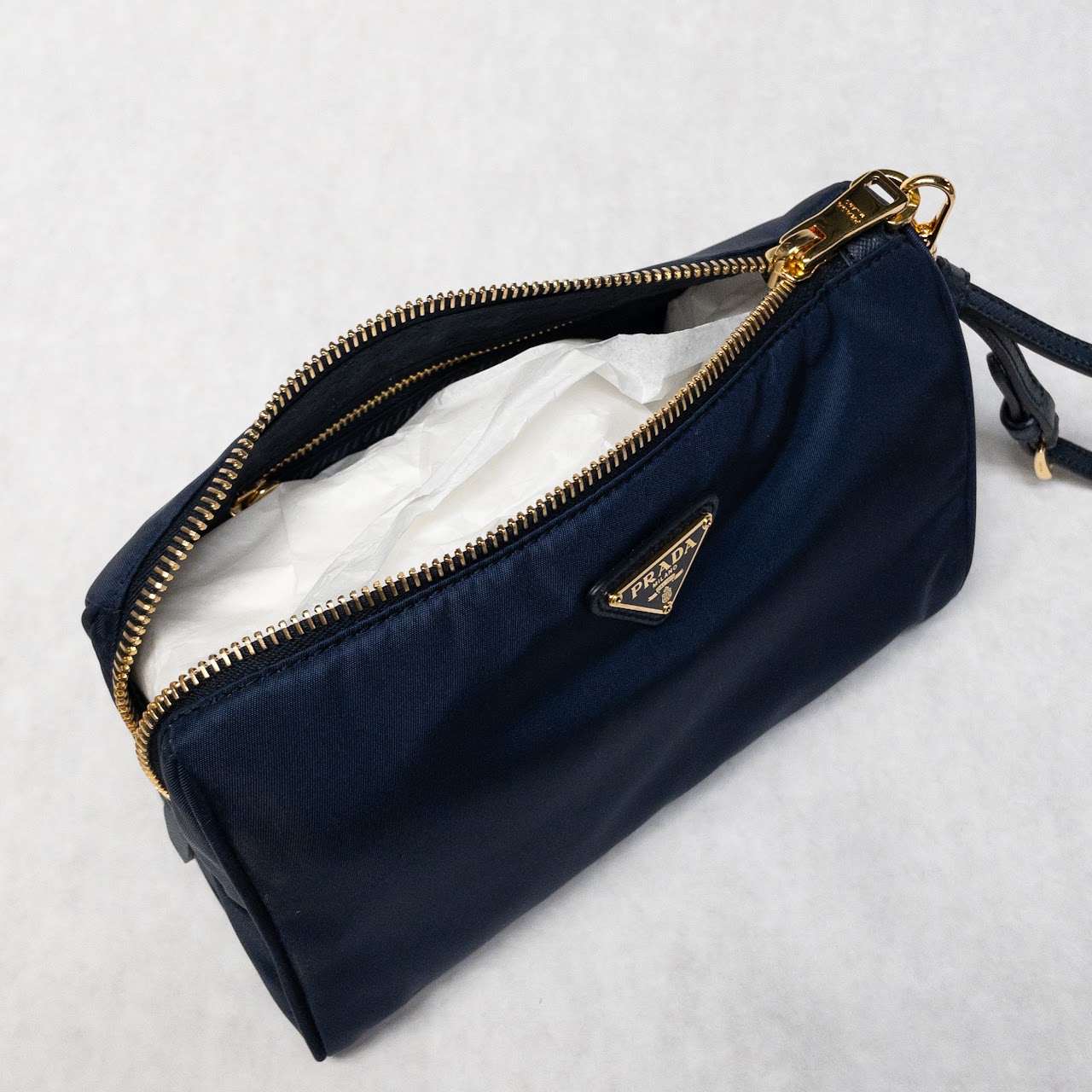 Prada Navy Blue Nylon Zippered Pouch