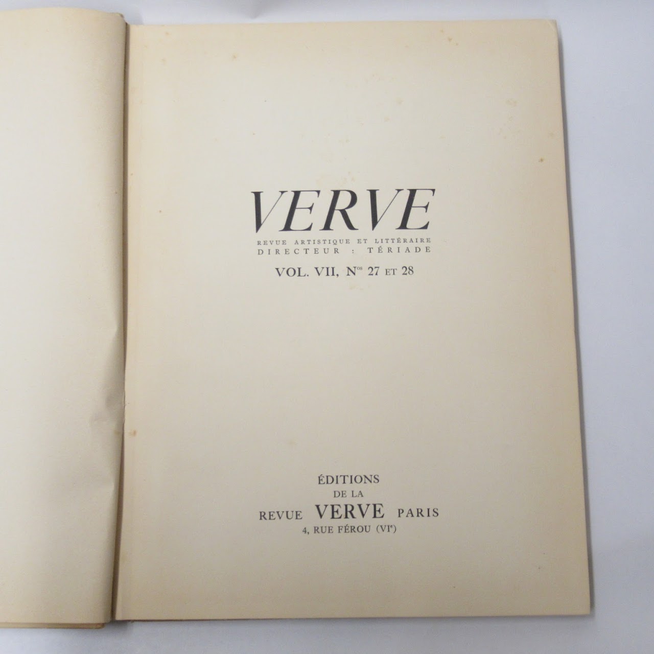 VERVE Revue Littéraire et Artistique Vol. VII, Nos 27 et 28