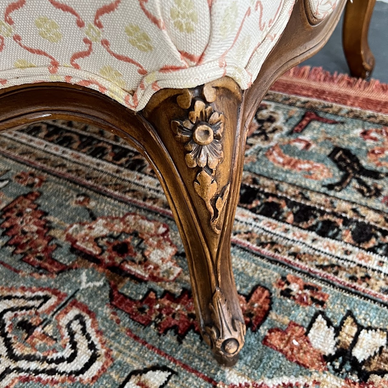 Country French Style Jacquard Upholstered Bergère