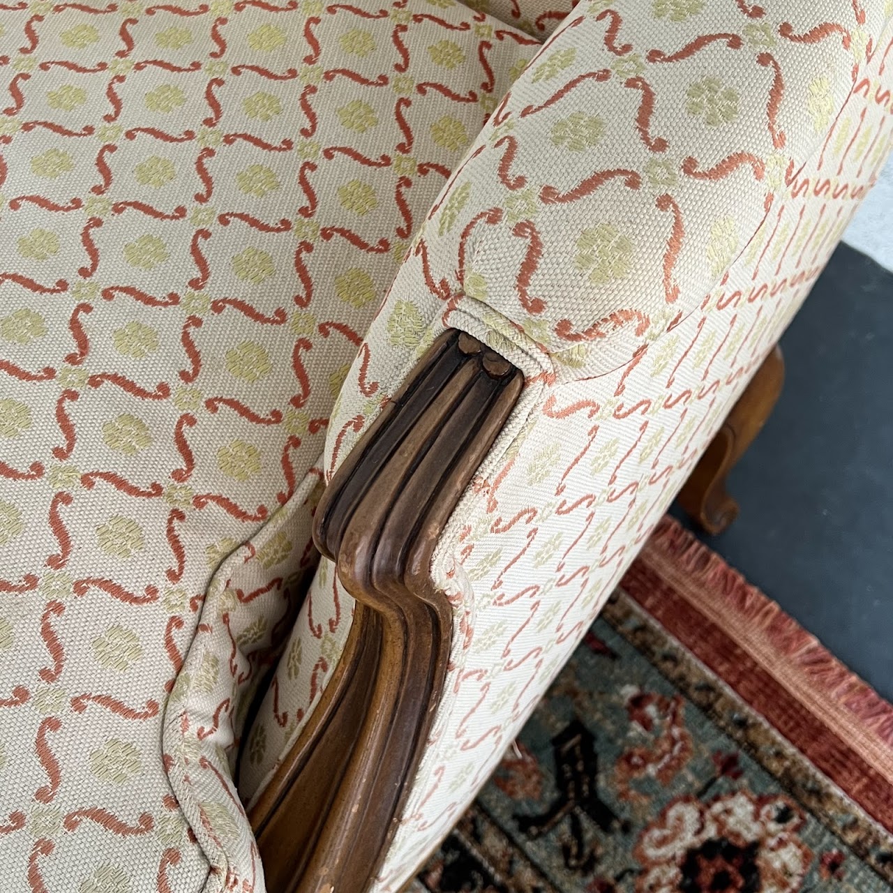 Country French Style Jacquard Upholstered Bergère