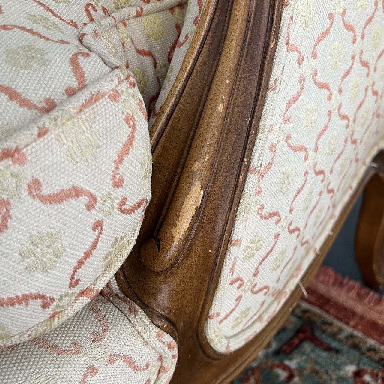 Country French Style Jacquard Upholstered Bergère