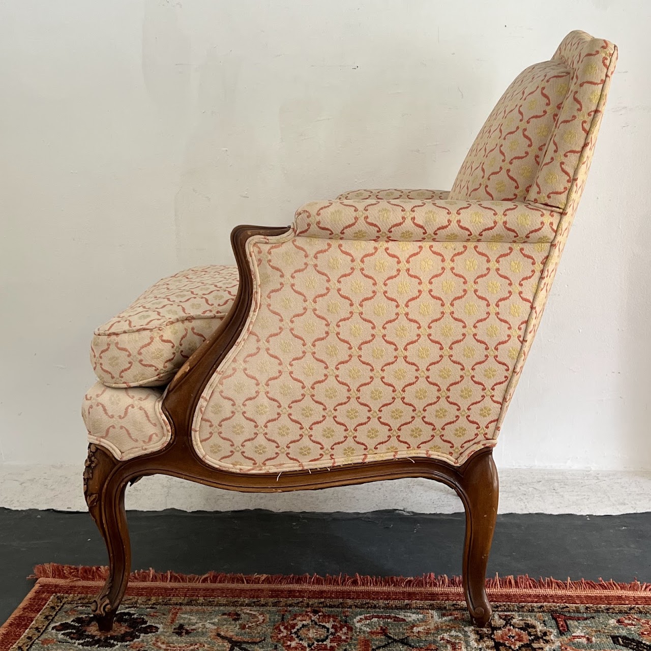 Country French Style Jacquard Upholstered Bergère