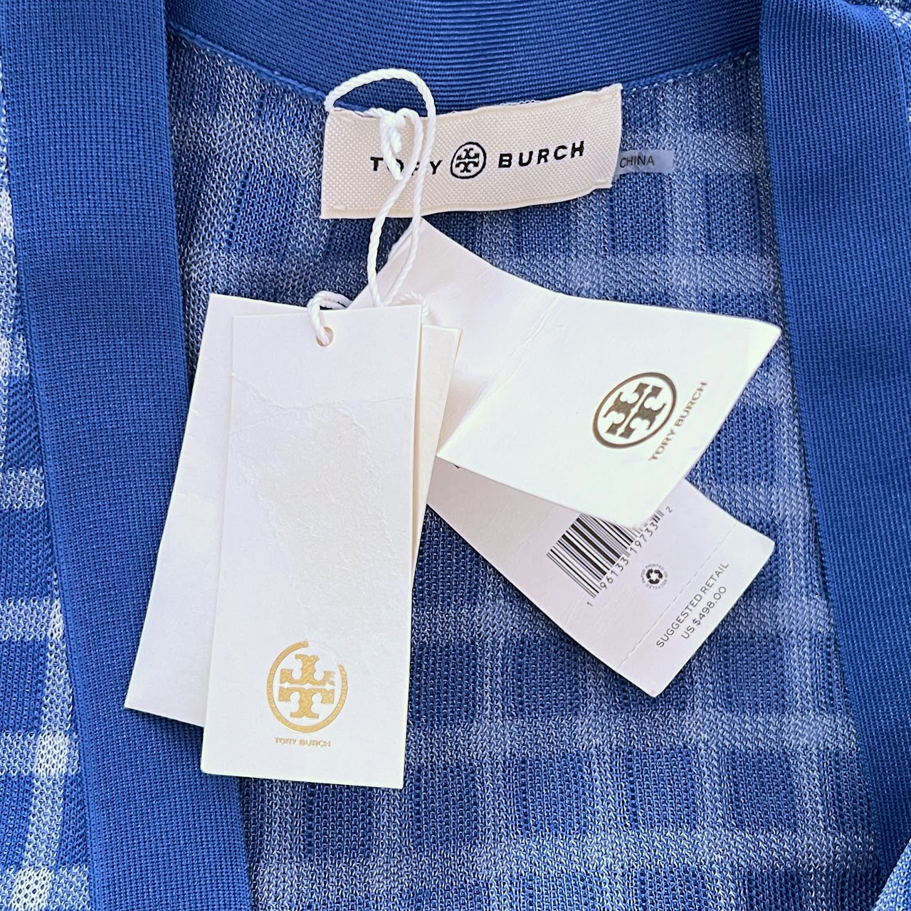 Tory Burch NEW Picnic Plaid Boyfriend Cardigan