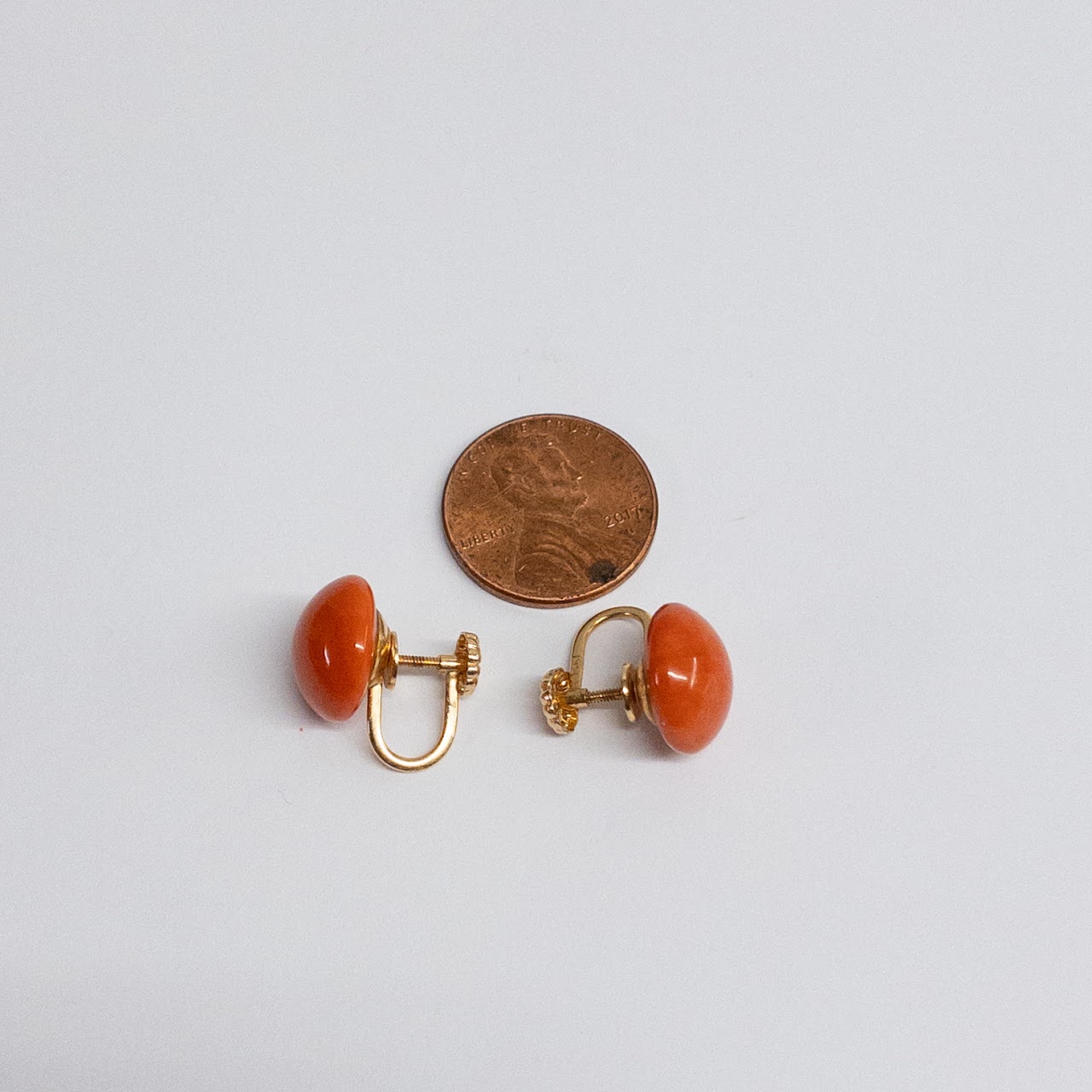 14K Gold and Coral Earrings