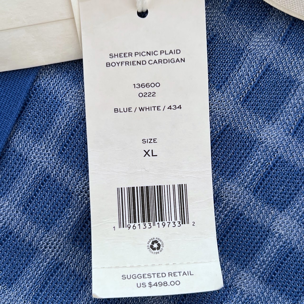 Tory Burch NEW Picnic Plaid Boyfriend Cardigan