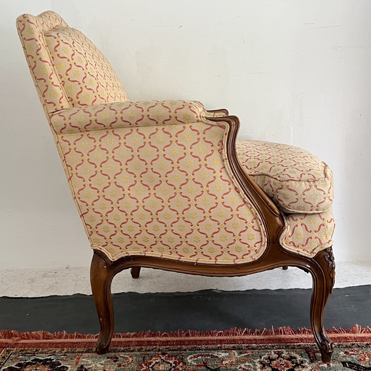 Country French Style Jacquard Upholstered Bergère