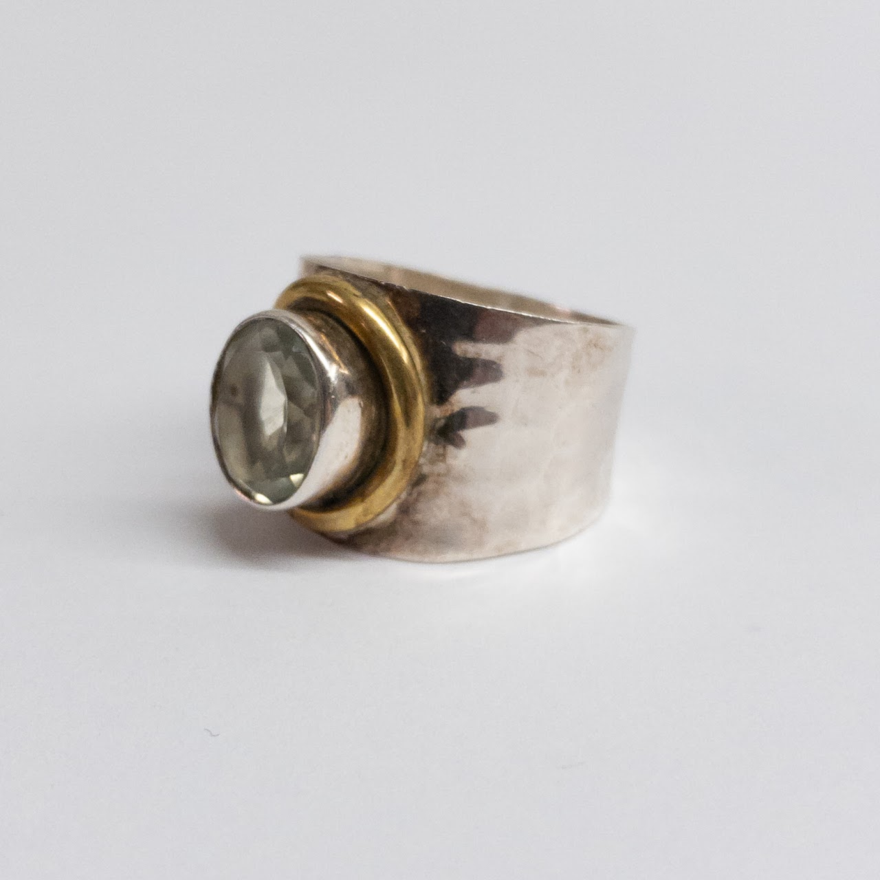 Sterling Silver, Vermeil, and Aquamarine Solitaire Ring